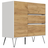 Posseik Sideboard Industrial L 100 cm Weiß/Eiche Front