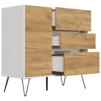 Posseik Sideboard Industrial L 100 cm Weiß/Eiche Front