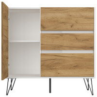 Posseik Sideboard Industrial L 100 cm Weiß/Eiche Front