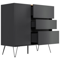 Posseik Sideboard Industrial L 100 cm Grafit/Eiche Top 4