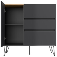 Posseik Sideboard Industrial L 100 cm Grafit/Eiche Top 5