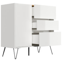 Posseik Sideboard Industrial L 100 cm Weiß/Eiche Top 4