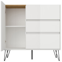 Posseik Sideboard Industrial L 100 cm Weiß/Eiche Top 5