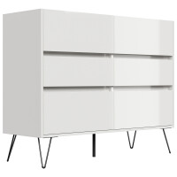 Posseik Sideboard Industrial M 120 cm Weiß hochglanz 3