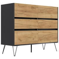 Posseik Sideboard Industrial M 120 cm Grafit/Eiche Front 3