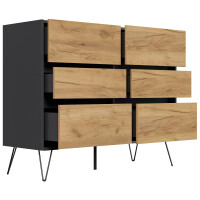 Posseik Sideboard Industrial M 120 cm Grafit/Eiche Front 4