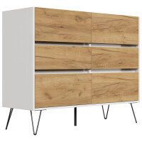 Posseik Sideboard Industrial M 120 cm Weiß/Eiche Front