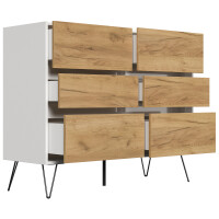 Posseik Sideboard Industrial M 120 cm Weiß/Eiche Front