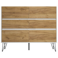 Posseik Sideboard Industrial M 120 cm Weiß/Eiche Front