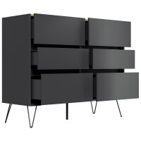 Posseik Sideboard Industrial M 120 cm Grafit/Eiche Top 4