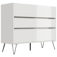 Posseik Sideboard Industrial M 120 cm Weiß/Eiche Top 3