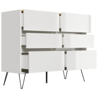 Posseik Sideboard Industrial M 120 cm Weiß/Eiche Top 4