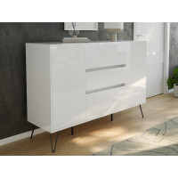 Posseik Sideboard Industrial N 140 cm Weiß hochglanz 1