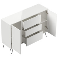 Posseik Sideboard Industrial N 140 cm Weiß hochglanz 2