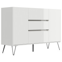 Posseik Sideboard Industrial N 140 cm Weiß hochglanz 3