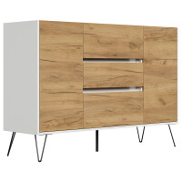 Posseik Sideboard Industrial N 140 cm Weiß/Eiche Front