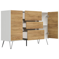 Posseik Sideboard Industrial N 140 cm Weiß/Eiche Front
