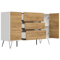 Posseik Sideboard Industrial O 155 cm Weiß/Eiche Front