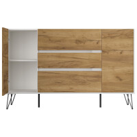 Posseik Sideboard Industrial O 155 cm Weiß/Eiche Front