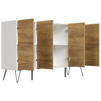 Posseik Sideboard Industrial P 155 cm Weiß/Eiche Front
