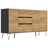 Posseik Sideboard Industrial Q 180 cm Grafit/Eiche Front 3