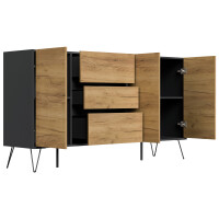 Posseik Sideboard Industrial Q 180 cm Grafit/Eiche Front 4