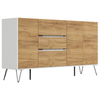 Posseik Sideboard Industrial Q 180 cm Weiß/Eiche Front