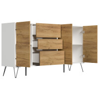 Posseik Sideboard Industrial Q 180 cm Weiß/Eiche Front