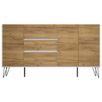 Posseik Sideboard Industrial Q 180 cm Weiß/Eiche Front