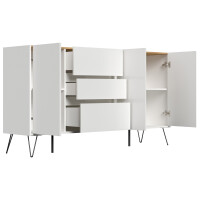 Posseik Sideboard Industrial Q 180 cm Weiß/Eiche Top 4