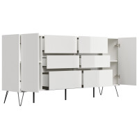Posseik Sideboard Industrial R200 cm Weiß hochglanz 4