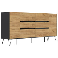 Posseik Sideboard Industrial R200 cm Grafit/Eiche Front 3