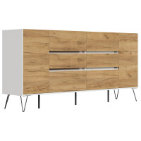 Posseik Sideboard Industrial R200 cm Weiß/Eiche Front 