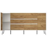 Posseik Sideboard Industrial R200 cm Weiß/Eiche Front 