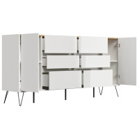 Posseik Sideboard Industrial R200 cm Weiß/Eiche Top 4