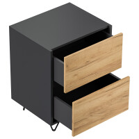 Posseik Nachttisch Industrial A 50 cm Grafit & Eiche Fro