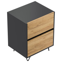 Posseik Nachttisch Industrial A 50 cm Grafit & Eiche Fro