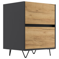 Posseik Nachttisch Industrial A 50 cm Grafit & Eiche Fro