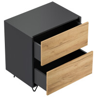 Posseik Nachttisch Industrial A 60 cm Grafit & Eiche Fro